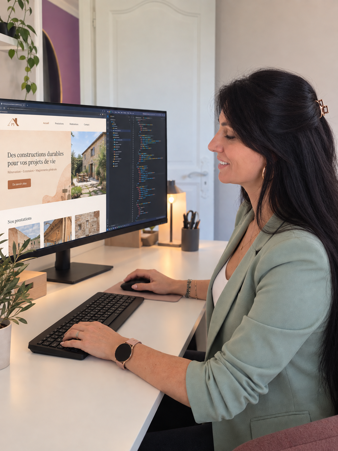 Aurore, créatrice de Sitezia, travaillant sur un projet de site internet